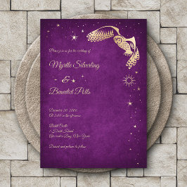 Uggla Stars-guiden Lila Magic Bröllop Inbjudningar