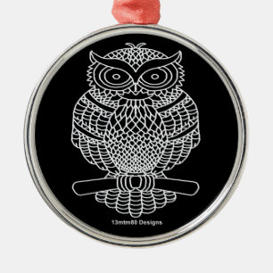 Uggla (svart rund) - Premium Ornament