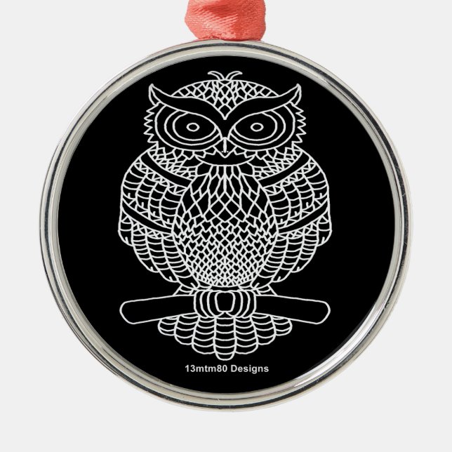 Uggla (svart rund) - Premium Ornament (Framsidan)