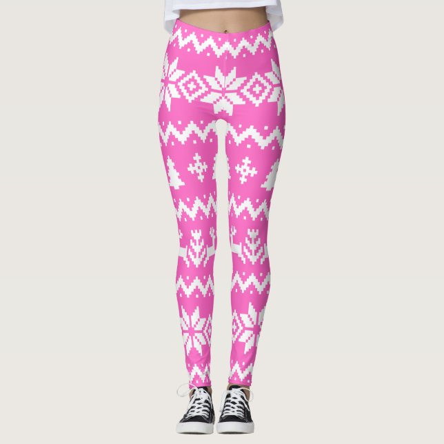 Uggla svettare julbalar i mönster leggings (Framsida)