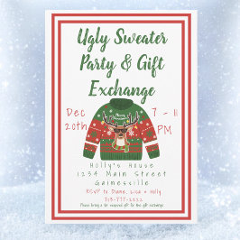 Uggla Sweater & Gift Exchange jul Party Inbjudningar