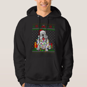 Uggla Sweater jul Ljus English Bulldog Hund Hoodie