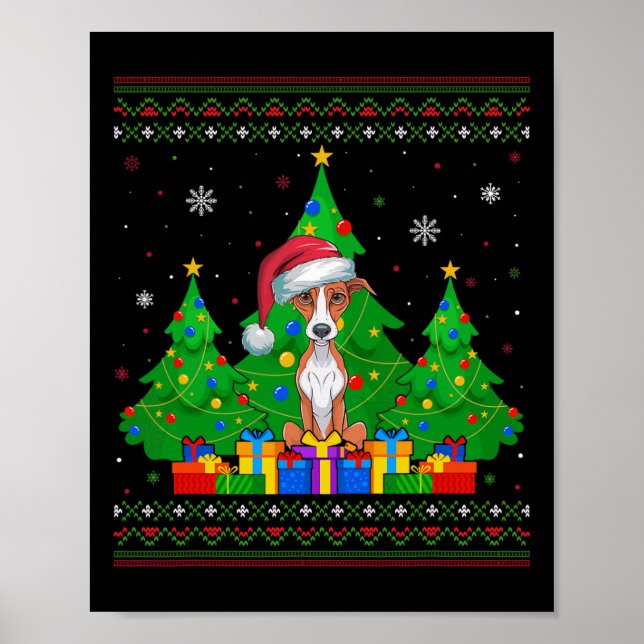 Uggla Sweater Julgran Santa Hat Whifragment Hund Poster (Framsidan)