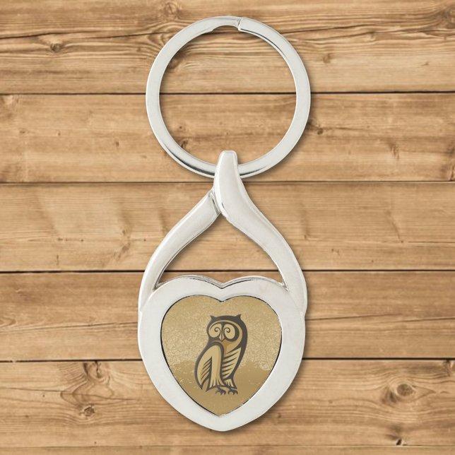 Uggla Symbol Färg Twisted Heart Silverfärgad Nyckelring (Skapare uppladdad)