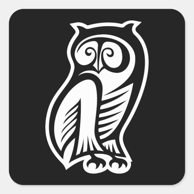 Uggla Symbol White Fyrkantigt Klistermärke (Framsida)
