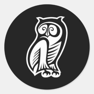 Uggla Symbol White Runt Klistermärke