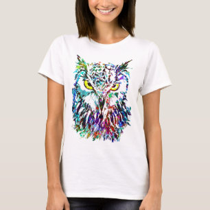 Uggla T-Shirt Färgfull Uggla Teckning Abstrakt
