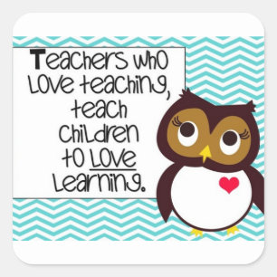 Uggla Teacher Sticker Fyrkantigt Klistermärke