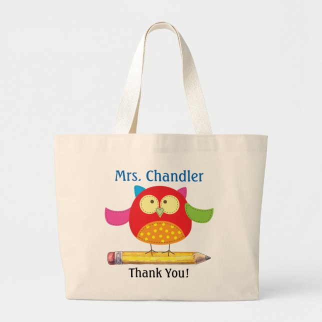 Uggla Teacher Tote Bag Jumbo Tygkasse (Framsidan)