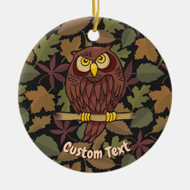 Uggla Tecknad Ceramic Ornament (Framsidan)