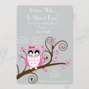 Uggla Theme Baby Shower Inbjudningar
