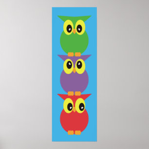 Uggla, totem 3 ugglor ovanpå varandra poster