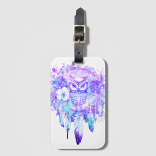Uggla Totem Dreamcatcher Blommigt Feather Lila Tin Bagagebricka