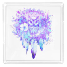 Uggla Totem Dreamcatcher Blommigt Feather Lila Tin