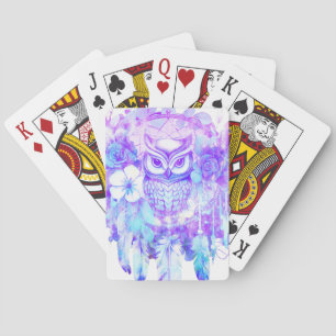 Uggla Totem Dreamcatcher Blommigt Feather Lila Tin Casinokort