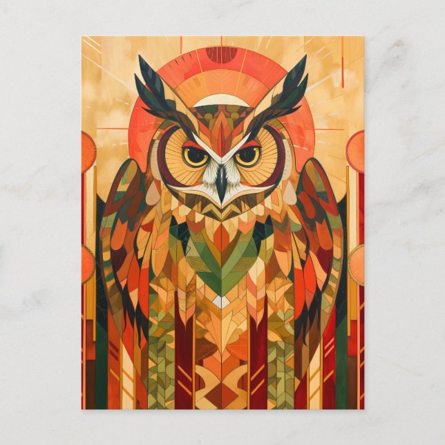 Uggla Totem – Urban Art Deco Ande Vykort (Framsida)