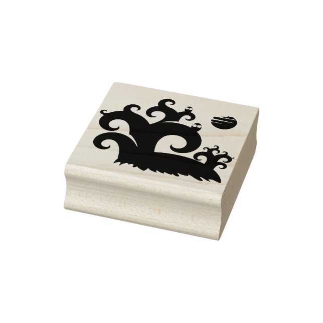 Uggla träd och måne silhuette art frimärke stämpel (Stämpel)