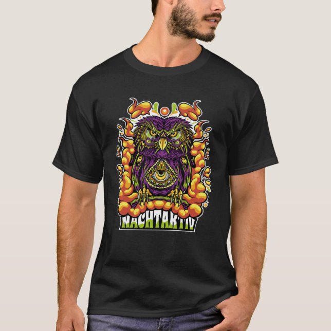 Uggla trippy psykodelic färgad t shirt (Framsida)