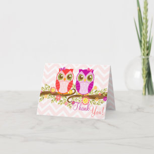 Uggla Twin Girls - Anpassningsbar tackkort