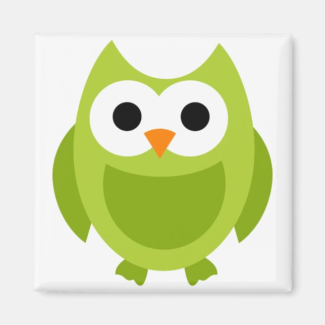 Uggla Ugglor Bird Birds Grönt Cute Tecknad Animal Magnet (Framsidan)