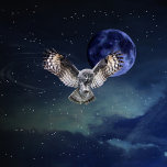 Uggla under flygning<br><div class="desc">Fantastisk vilt. Det underbara grått uggla eller underbara grått uggla är ett mycket stort uggla,  som är världens största art av uggla i längden. Uggla under flygning,  mörk himlar med stjärnor och blå måne.</div>