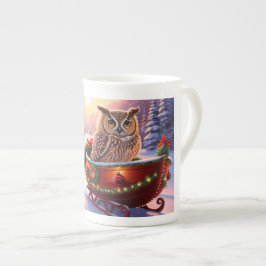 Uggla under helgdagarna benporslin mugg