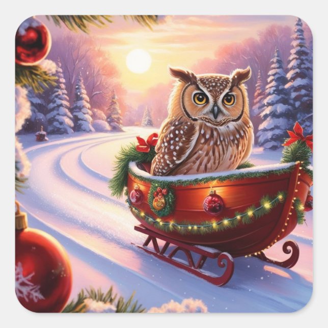 Uggla under helgdagarna fyrkantigt klistermärke (Framsida)