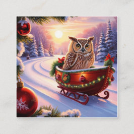 Uggla under helgdagarna fyrkantigt visitkort