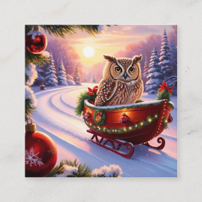 Uggla under helgdagarna fyrkantigt visitkort (Framsida)