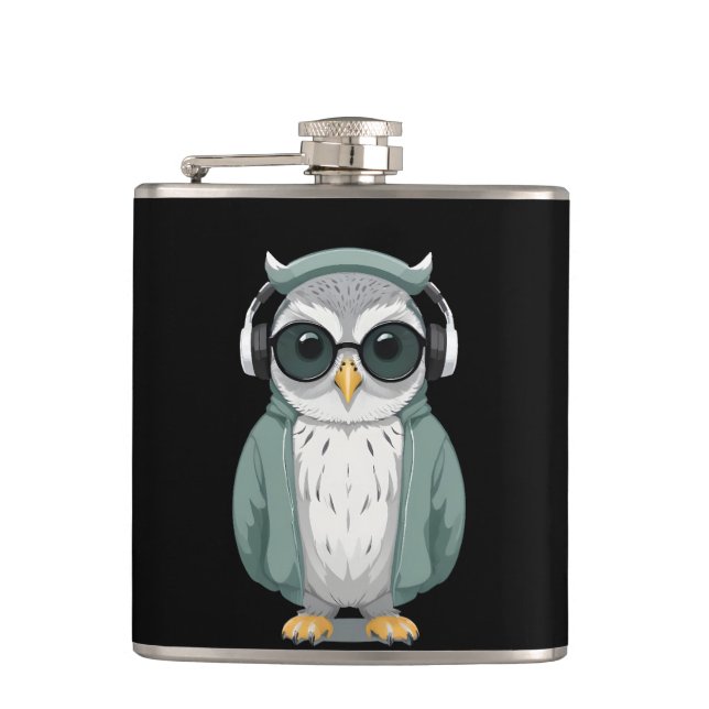 Uggla under Hoodie Funny Coola Djurart Art Fickplunta (Framsidan)