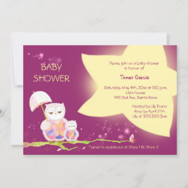 Uggla under Twinkling Stars Baby Shower Inbjudningar