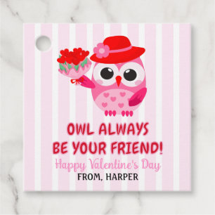 Uggla Valentines Rosa Hearts Gift Märkres Gåvor Etiketter
