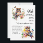 Uggla Vår blommor Butterflies 60:e födelsedagen Inbjudningar<br><div class="desc">60:e födelsedagsfest inbjudan med målningar av ett sött litet uggla sitta bland blommarna i grenar i träd. Kontakta mig om du behöver hjälp med dina anpassningar eller om du vill be om ytterligare matchning eller samordning av Zazzle-produkter för firande.</div>