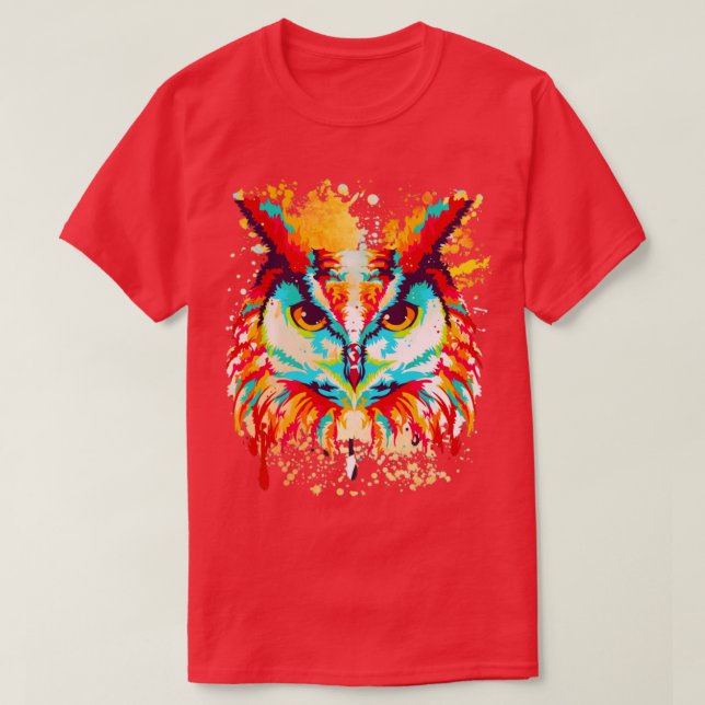 Uggla Vatten Färg Art Design Bird T Shirt (Design framsida)