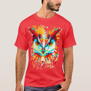 Uggla Vatten Färg Art Design Bird T Shirt