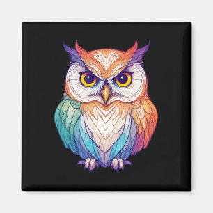 Uggla Vector Art med Vibrant Färg Magnet