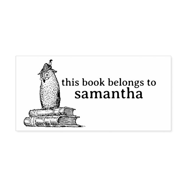 Uggla vid Bokar Bok Tillhören till Självfärgande Stämpel (Design)