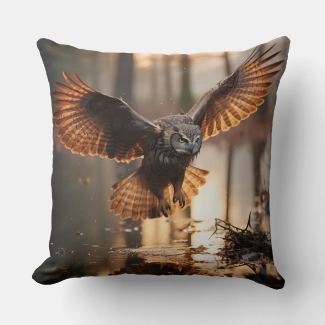 Uggla vid solnedgång kudde (Framsida)