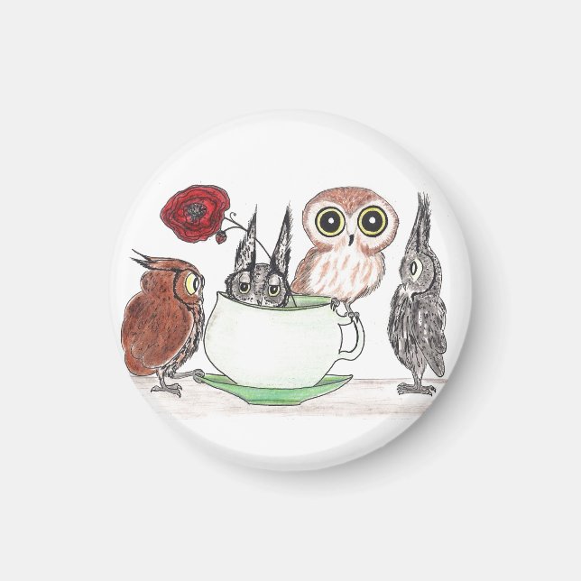 Uggla vid Teatime Magnet (Framsidan)