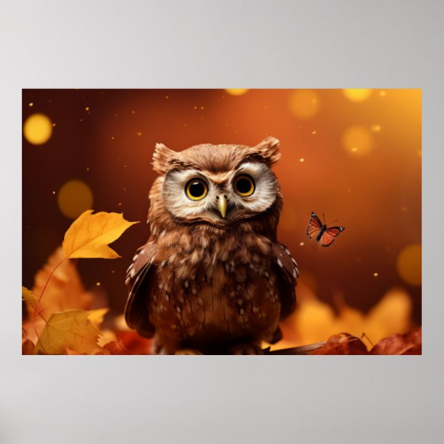 Uggla Vild Bird Animal Tranquil fredliga Poster (Framsidan)