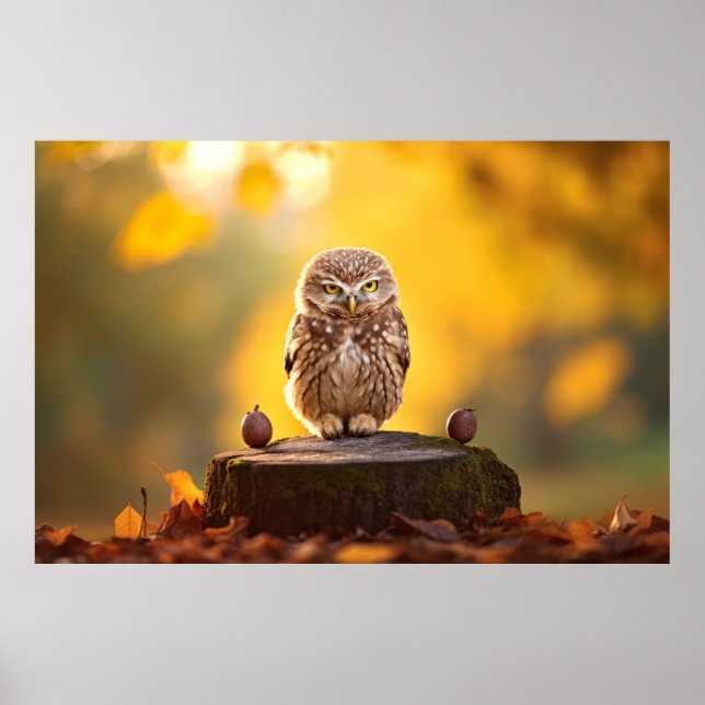 Uggla Vild Bird Animal Tranquil fredliga Poster (Framsidan)
