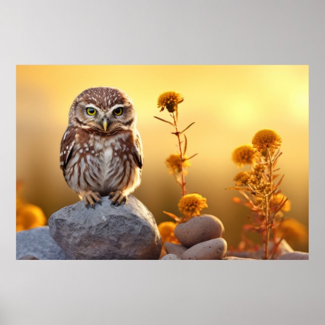 Uggla Vild Bird Animal Tranquil fredliga Poster (Framsidan)