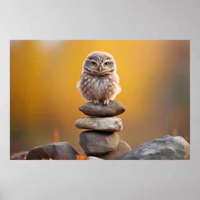 Uggla Vild Bird Animal Tranquil fredliga Poster (Framsidan)