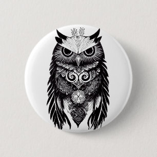Uggla Vild Djurart Illustration Art Tattoo Knapp