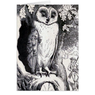 "Uggla" vintageillustration Hälsningskort