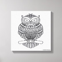 Uggla (vit) - Canvas