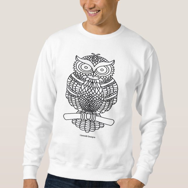 Uggla (vit) - Herr sweatshirt (Framsida)