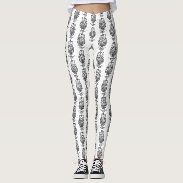 Uggla (vit) - Leggings (Framsida)