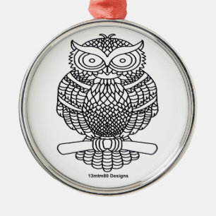 Uggla (vit rund) - Premium Ornament