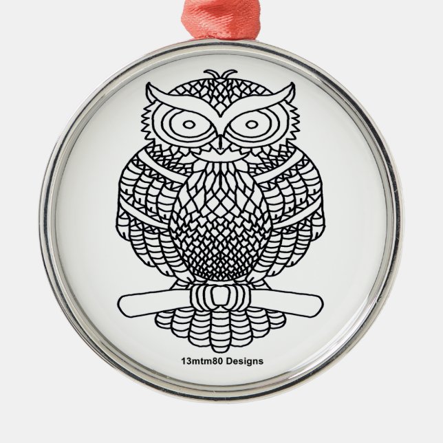 Uggla (vit runda) - Premium Ornament (Framsidan)
